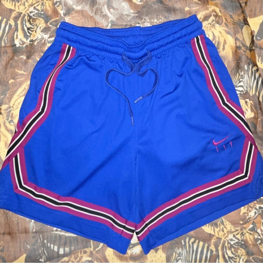 Nike Women's Royal Blue Athletic Shorts with Pink Trim